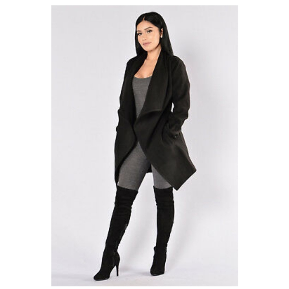 Fashion Nova Black Wrap Coat